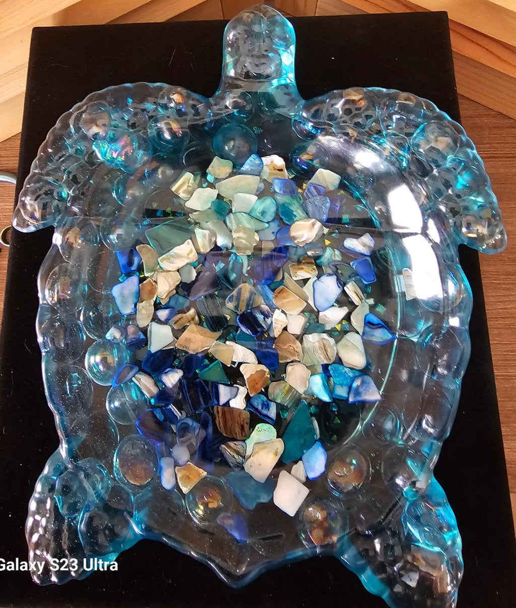 Blue Water Mosaic Turtle Dish