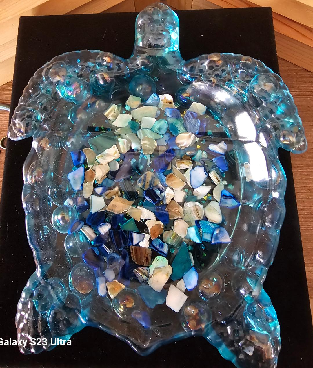 Blue Water Mosaic Turtle Dish