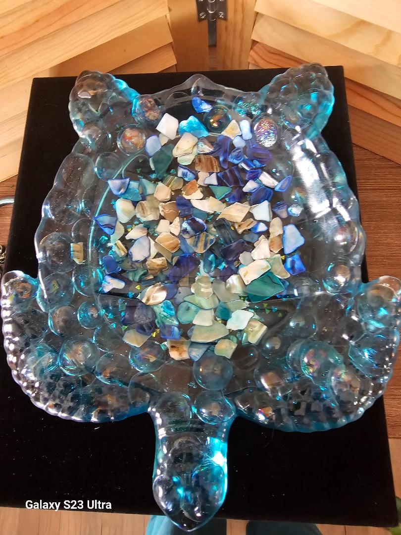 Blue Water Mosaic Turtle Dish